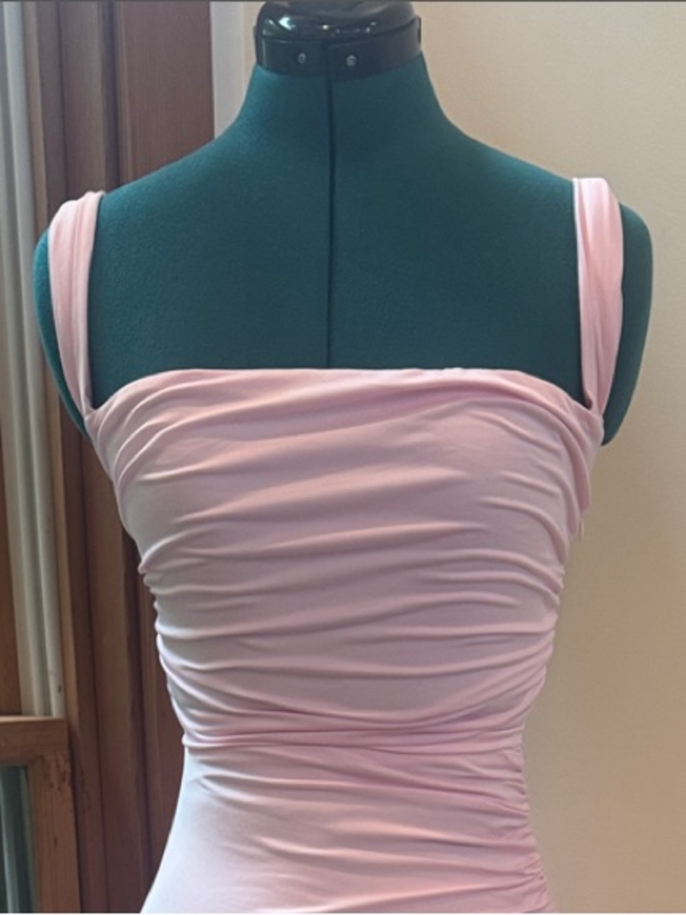Lucy in the Sky Pale Pink Ruched Strap Maxi Dress